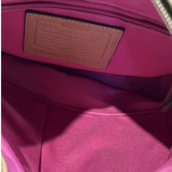 Coach Signature Rugby Duffle with Pink Stripe in Khaki - Picture 11 of 12